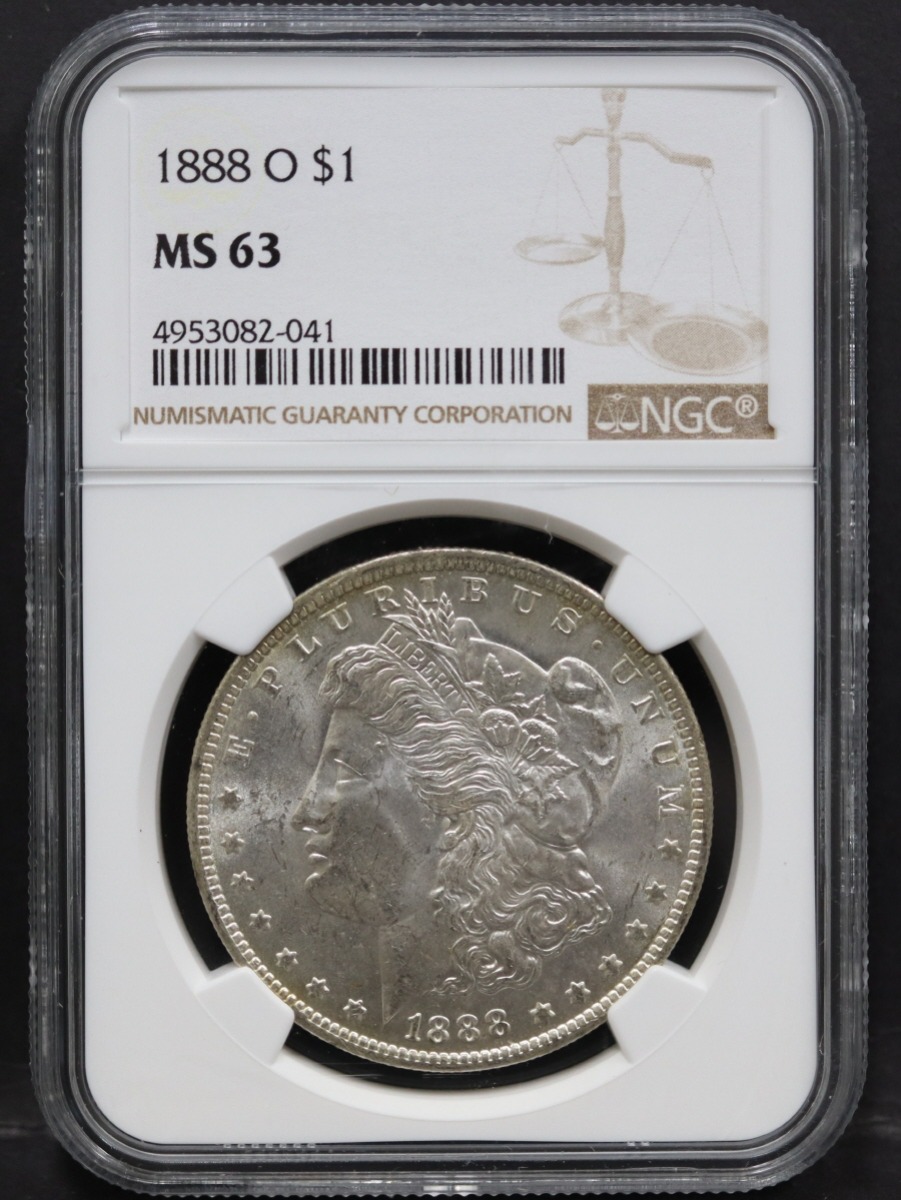 미국 1888년 1$ 모건 달러 미사용 은화 NGC 63등급 (&quot;O&quot; 마크)
