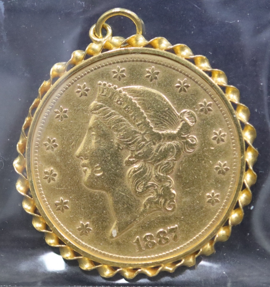 미국 1887년 20$ 코로넷헤드 리버티 더블이글 금화 (순금 베젤 포함)