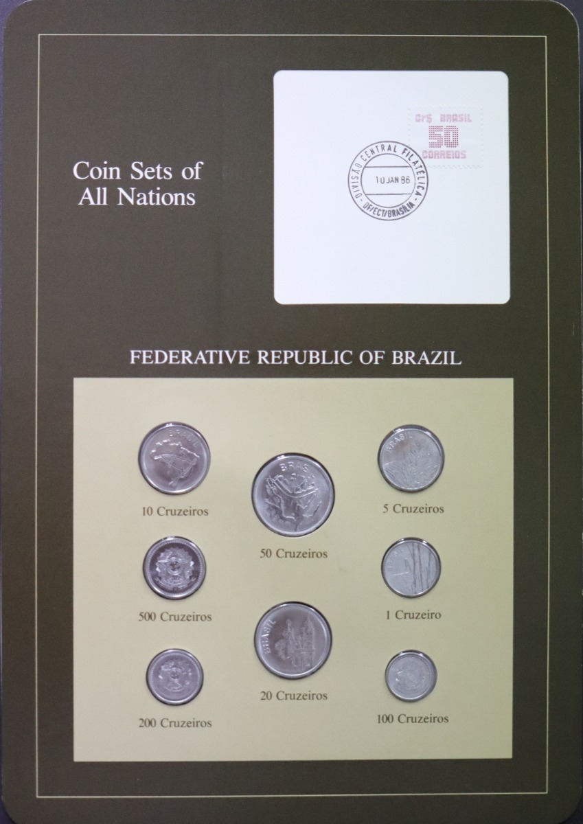세계의 현행주화 브라질 1984~1985년 8종 미사용 주화 및 우표첩 세트