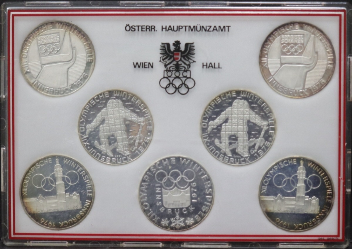 오스트리아 1976년 인스부르크 동계올림픽 100실링 은화 7종 세트