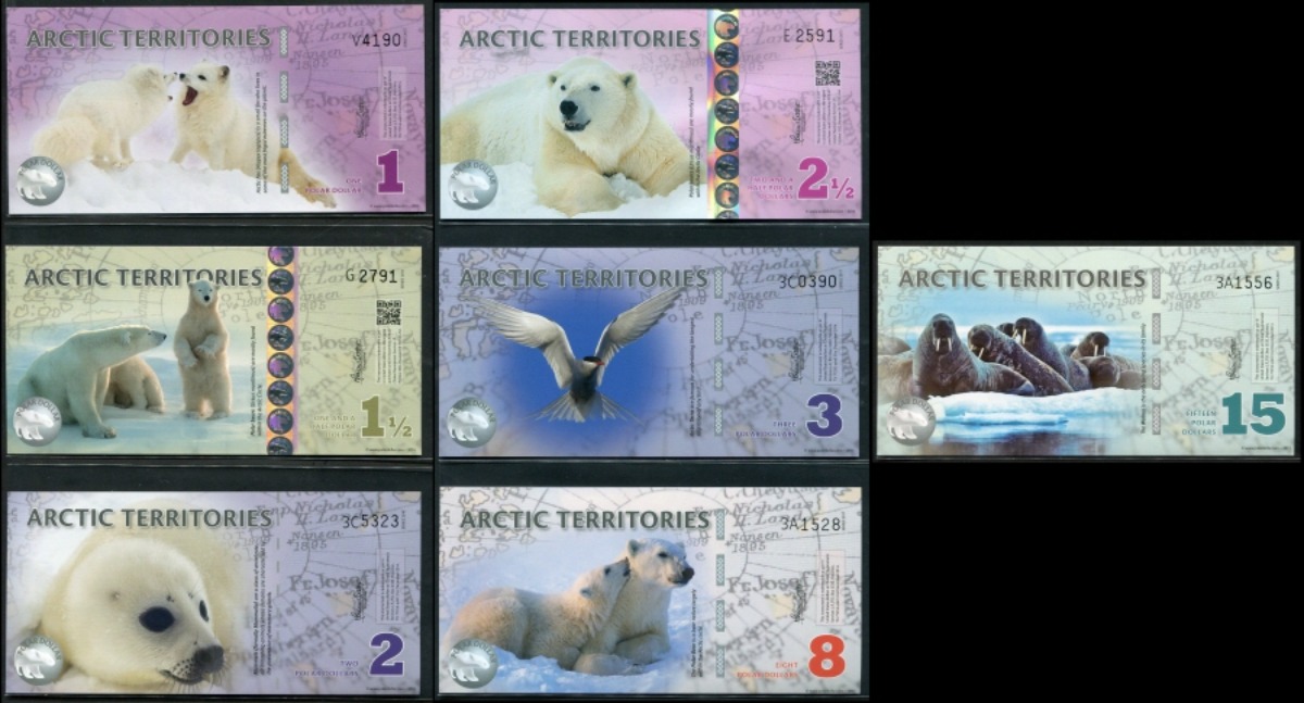 북극 1~15달러 미사용 7매 일괄 세트