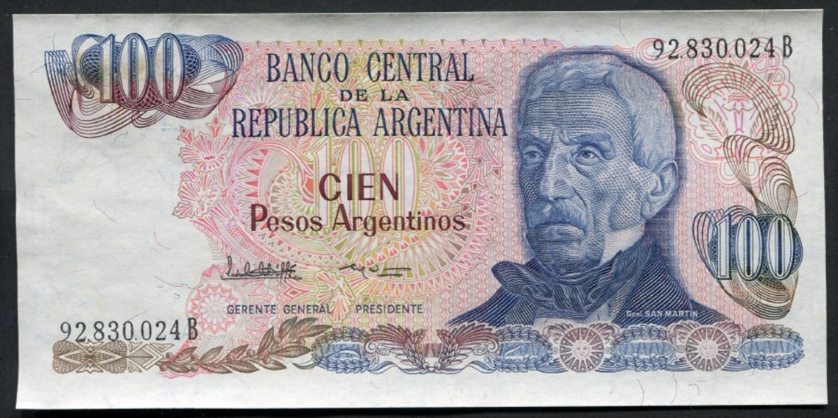 아르헨티나 1983년 100페소 준미사용