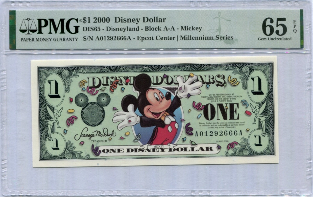 미국 2000년 디즈니 미키마우스 1달러 PMG 65등급