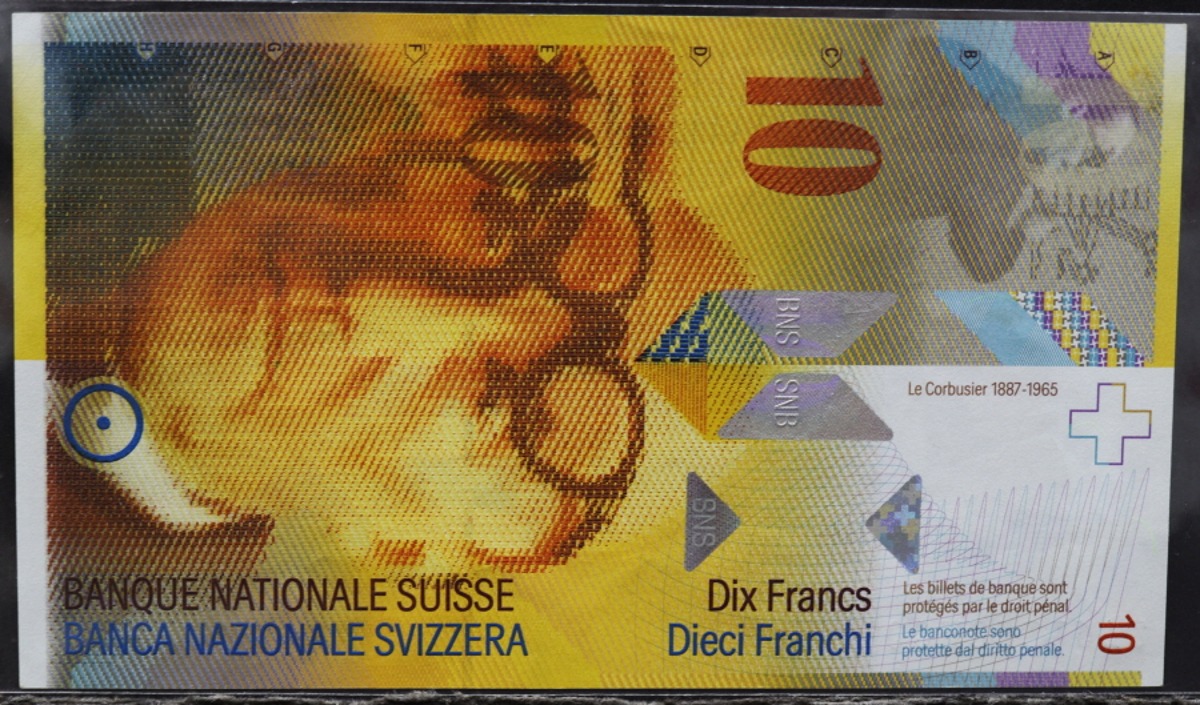 스위스 2000년 건축가 르 코르뷔지에 (꼬르뷔제) 도안 10프랑 미사용