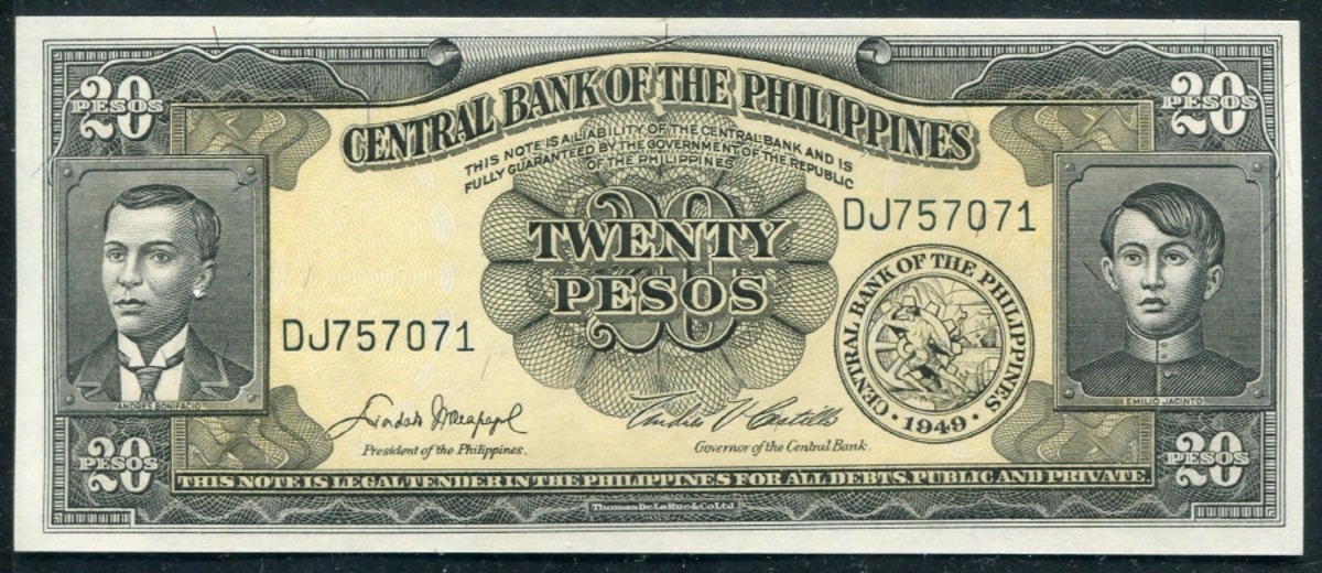 필리핀 1949년 구권 20페소 미사용