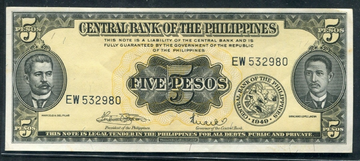 필리핀 1949년 구권 5페소 미사용