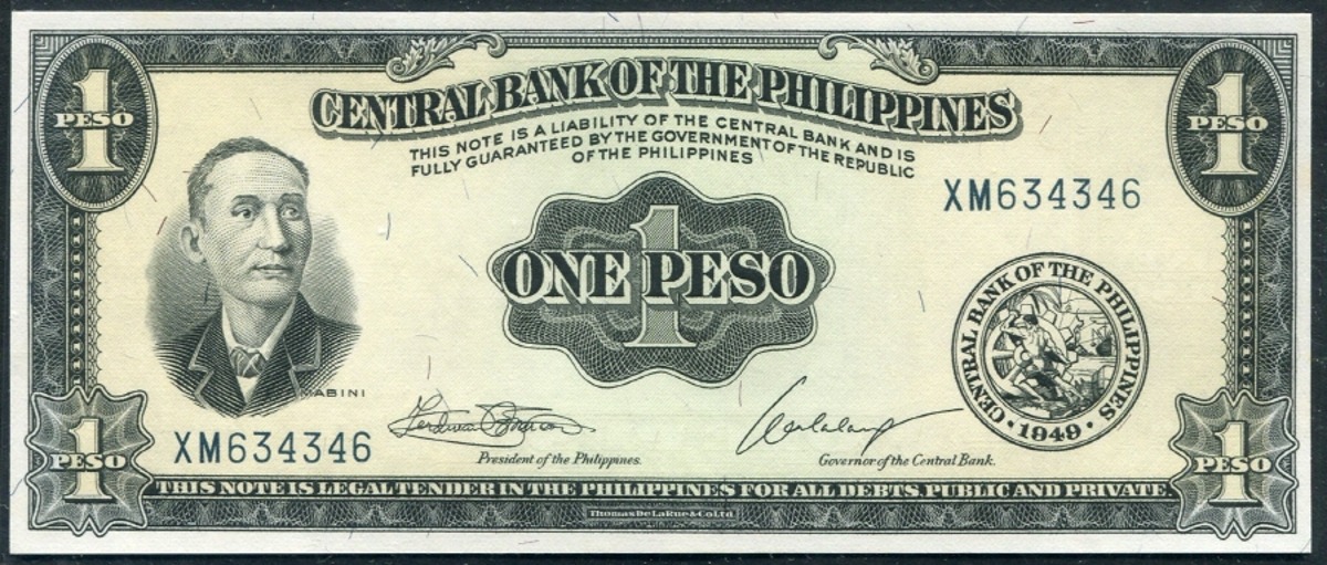 필리핀 1949년 구권 1페소 미사용