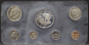 라이베리아 1973년 현행 프루프 민트 7종 세트 (코끼리 도안 은화 1개 포함)