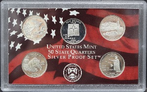 미국 2008년 현행 주화 및 주성립 기념 쿼터 은화 프루프 5종 민트 세트 (은화 5개)