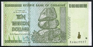 짐바브웨 2008년 10조 달러 미사용