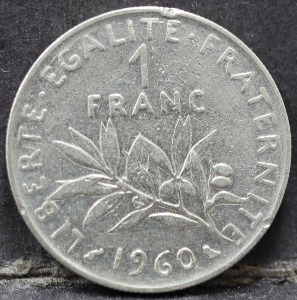 프랑스 1960년 1프랑 주화 사용제